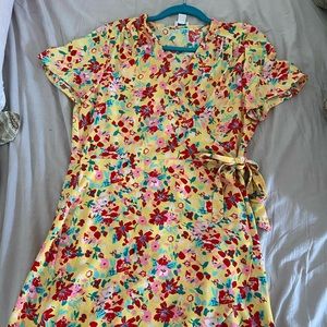 Yellow J. Crew wrap dress